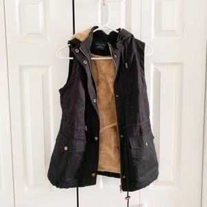 Black fur lined vest